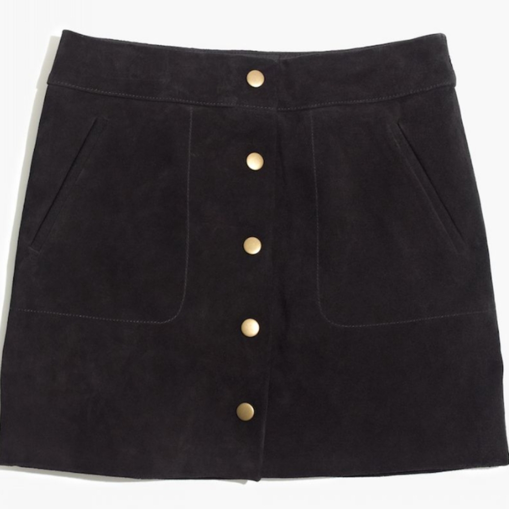 Mini black suede madewell skirt